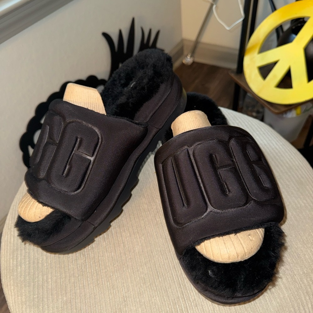 Black UGG slides - image 1